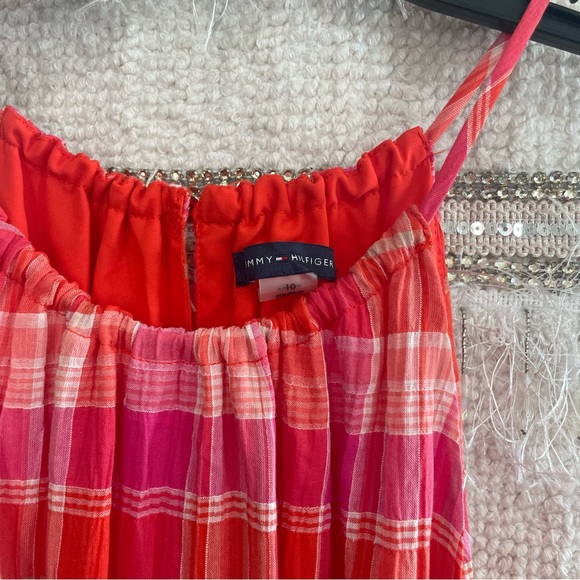 Tommy Hilfiger Pink / Orange Gingham Plaid Belted Dress - Picture 5 of 8